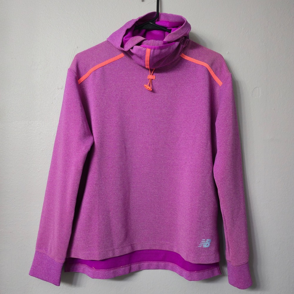 New Balance Running NB Heat Cowl Neck Hoodie Purple Orange Small